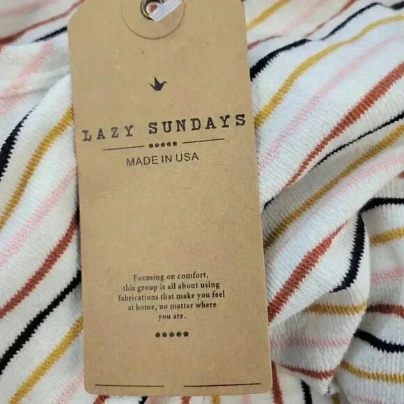 Lazy Sundays Women's Ivory Rayon/Poly/Spandex Lightweight Terry Cloth Striped Do - Picture 9 of 11